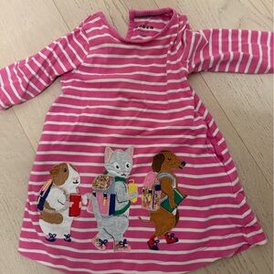 Boden Pink Striped Dress with Animal Design